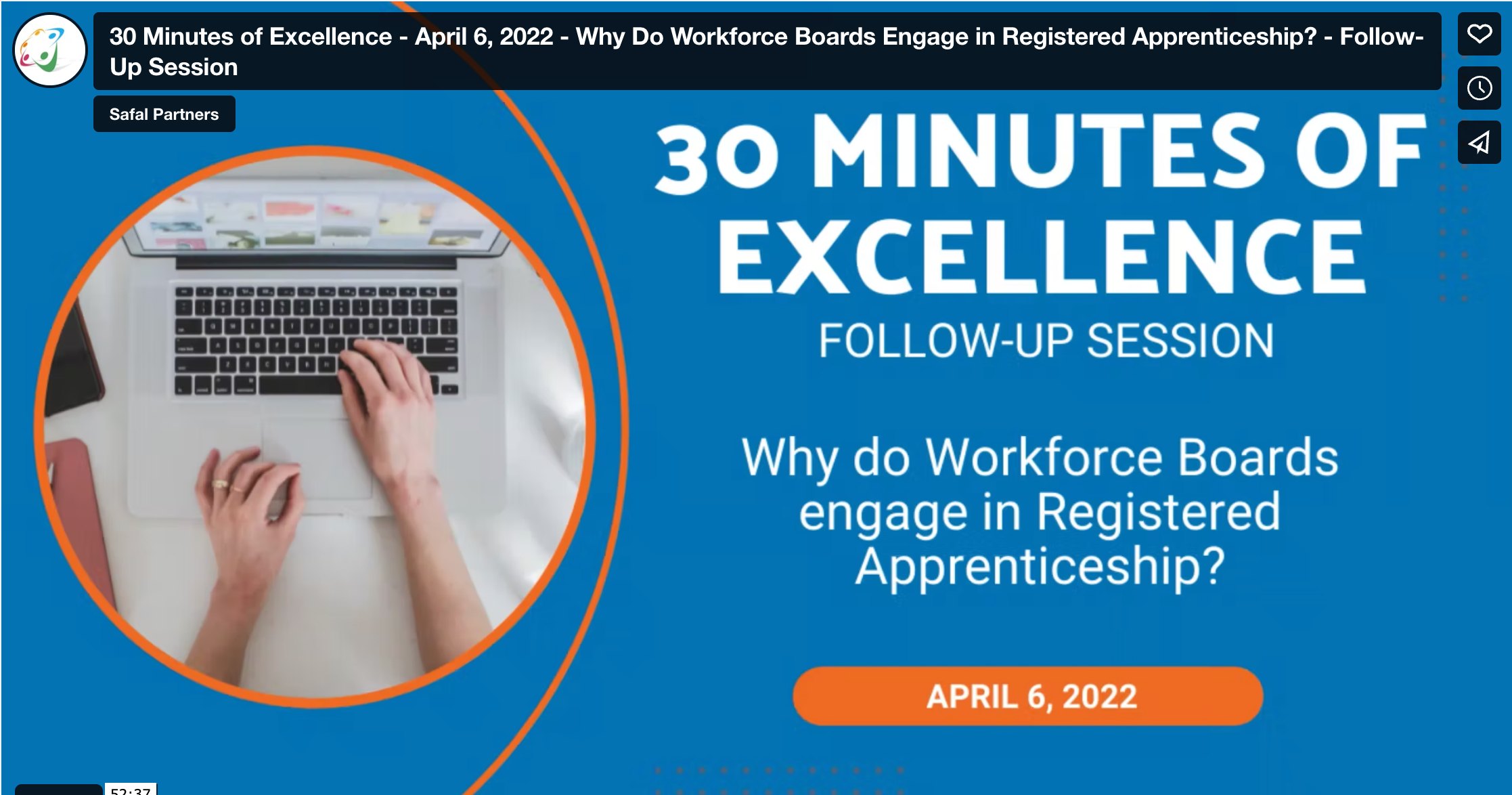 30 Minutes of Excellence - Why Do Workforce Boards Engage in Registered Apprenticeship?