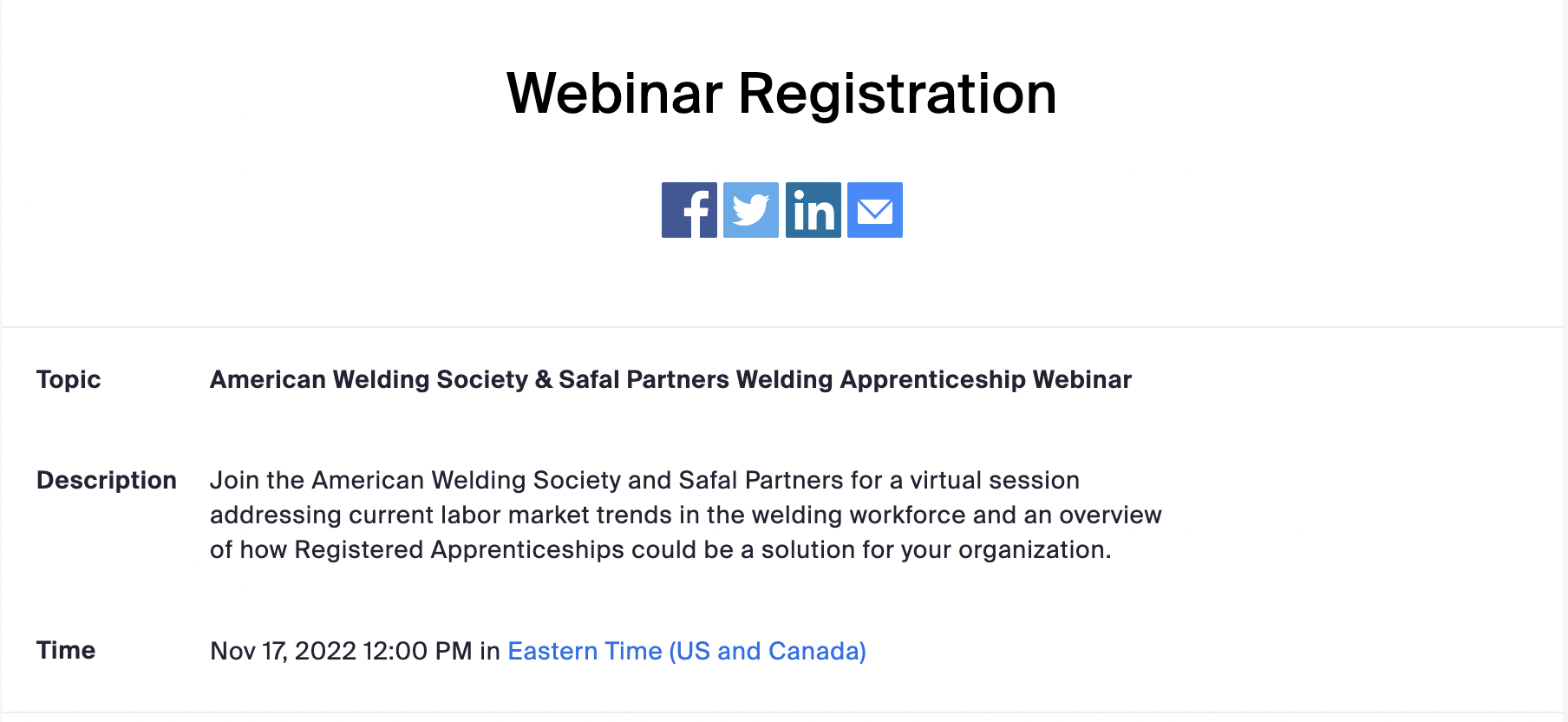 American Welding Society & Safal Partners Welding Apprenticeship Webinar. 