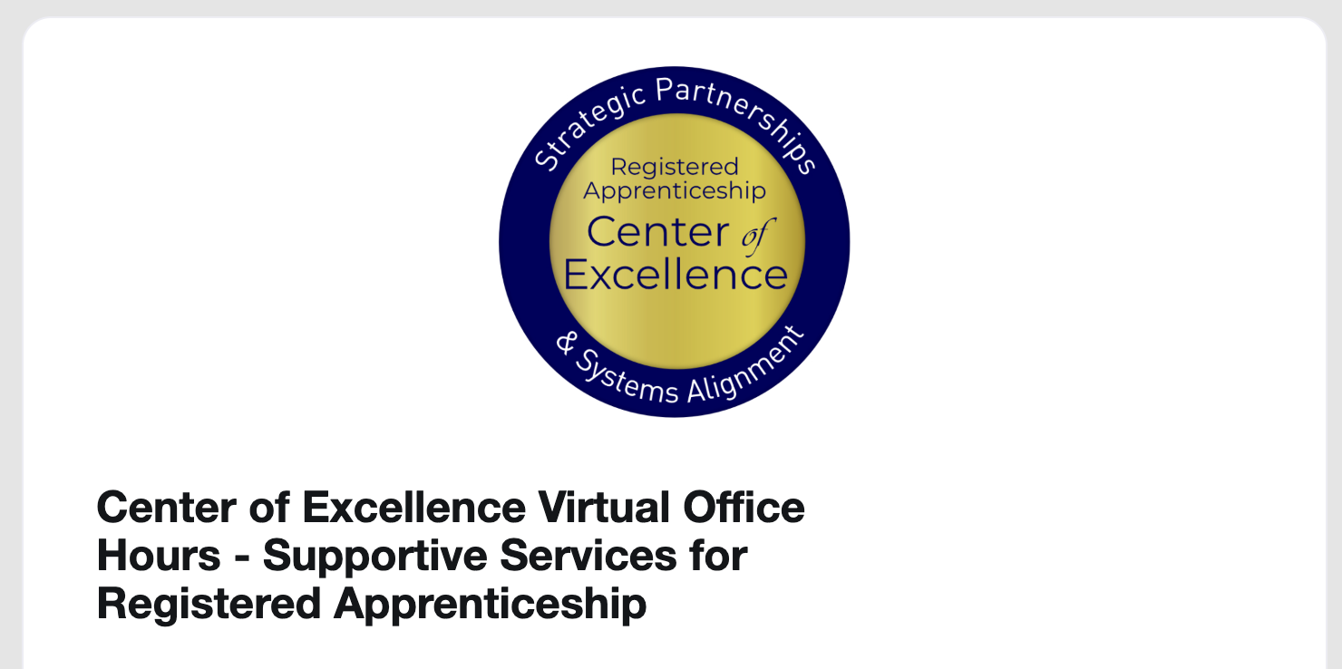 Virtual Office Hours - Supportive Services for Registered Apprenticeship
