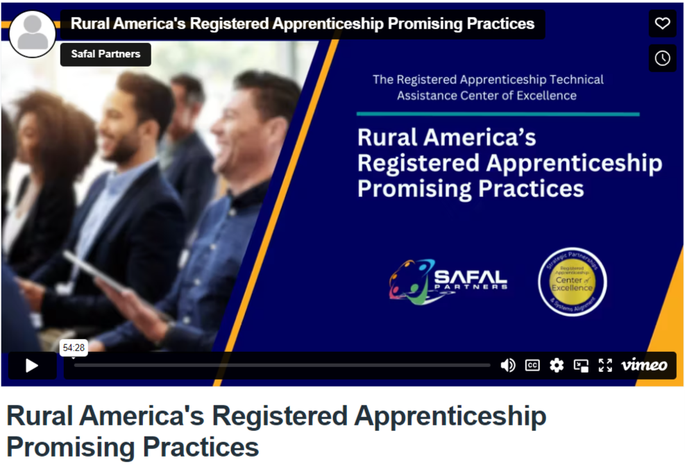 Rural America's Registered Apprenticeship Promising Practices