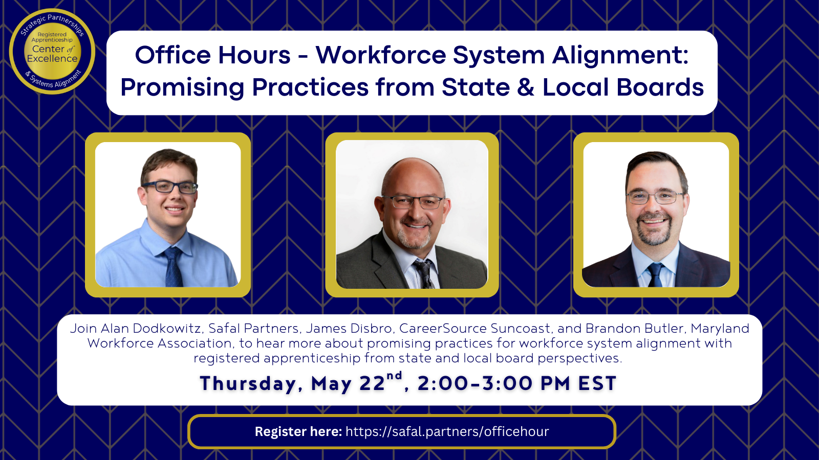 Office Hours webinar, Workforce System Alignment with Registered Apprenticeship: Promising Practices for State and Local Boards